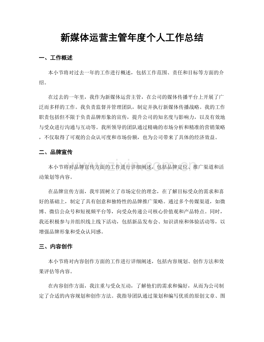 新媒体运营主管年度个人工作总结.docx_第1页