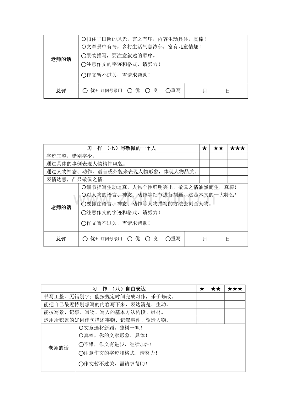 四年级下册1-8单元习作批改评价表.doc_第3页