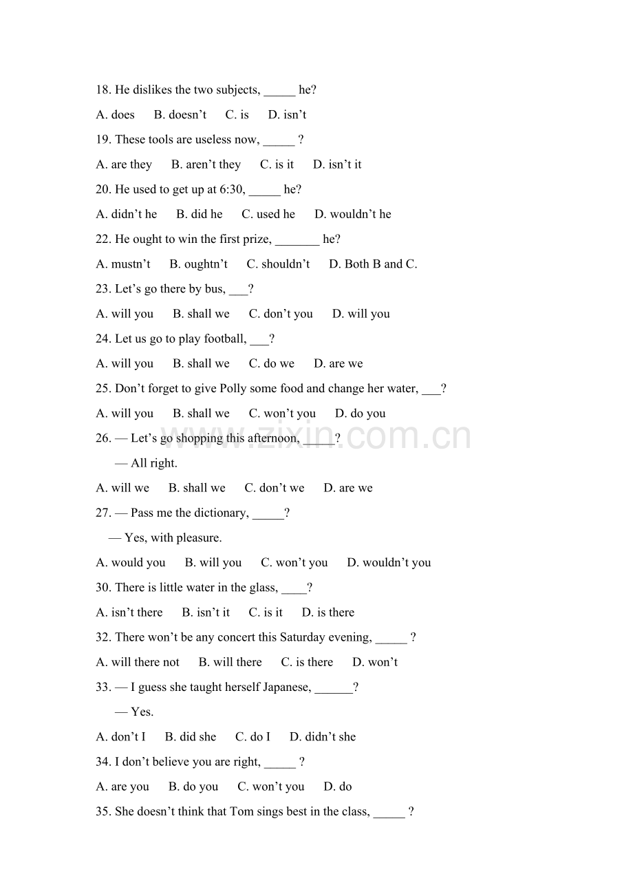 初中英语反义疑问句练习(含答案).doc_第2页