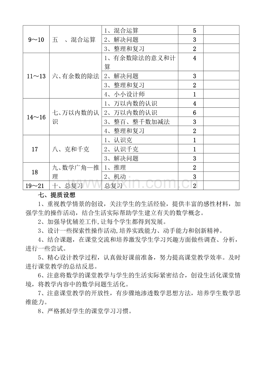 2018年新人教版小学二年级下册数学教学计划.doc_第3页