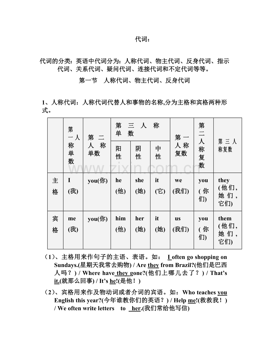 初中英语代词讲解及习题(附答案).doc_第1页