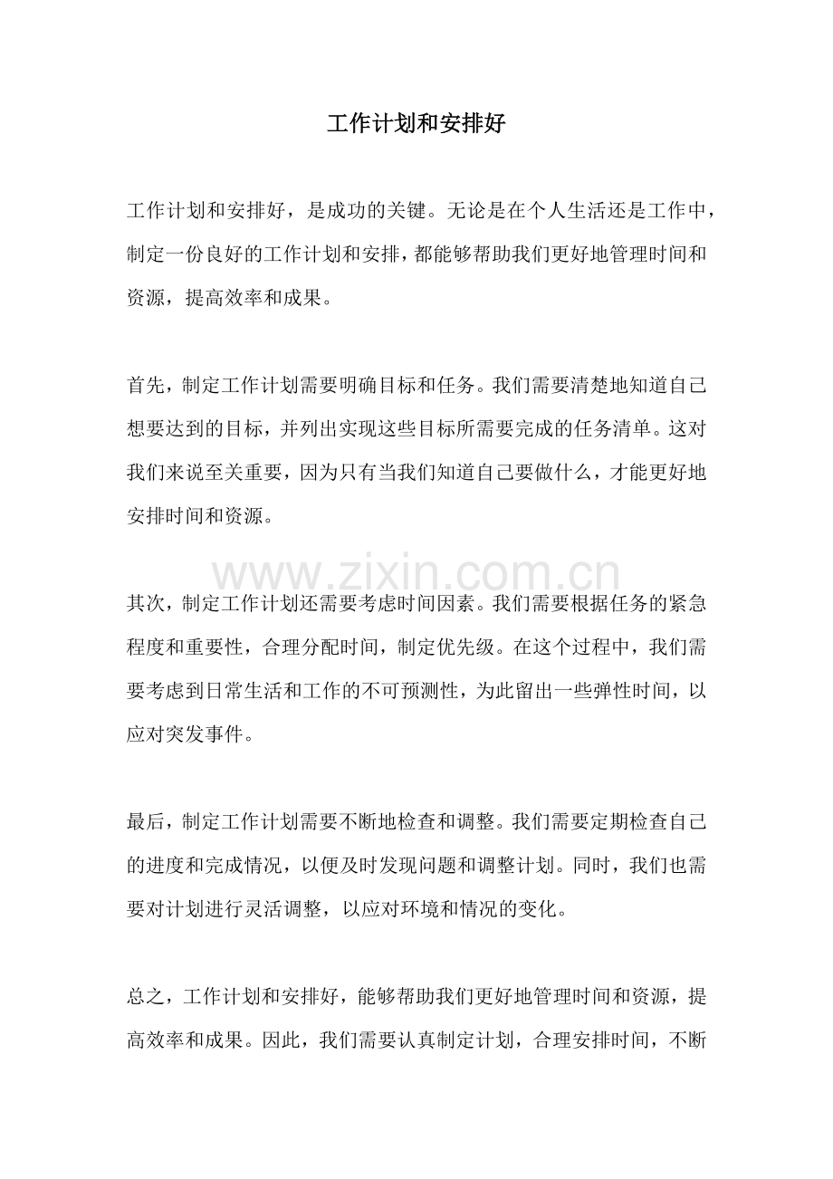 工作计划和安排好.docx_第1页