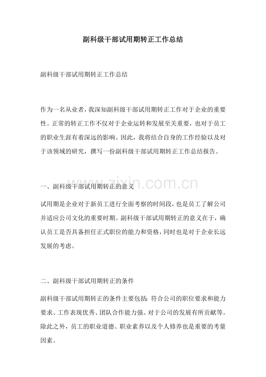 副科级干部试用期转正工作总结.docx_第1页