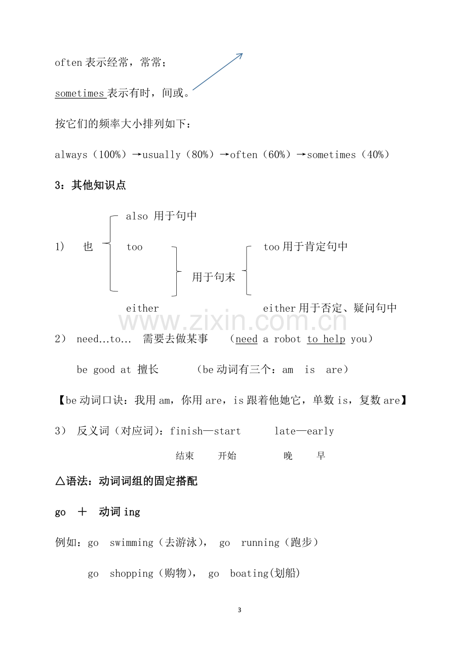 人教版五年级英语下册Unit1知识点汇总.doc_第3页