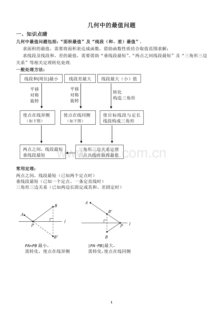 中考几何中的最值问题讲义及答案.doc_第1页