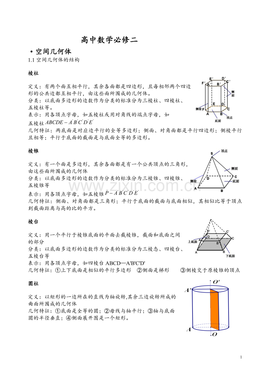 高中数学必修2知识点总结归纳整理.doc_第1页