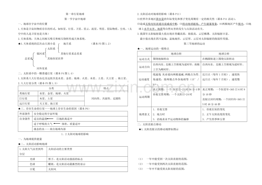 高一地理必修一知识点总结.doc_第1页