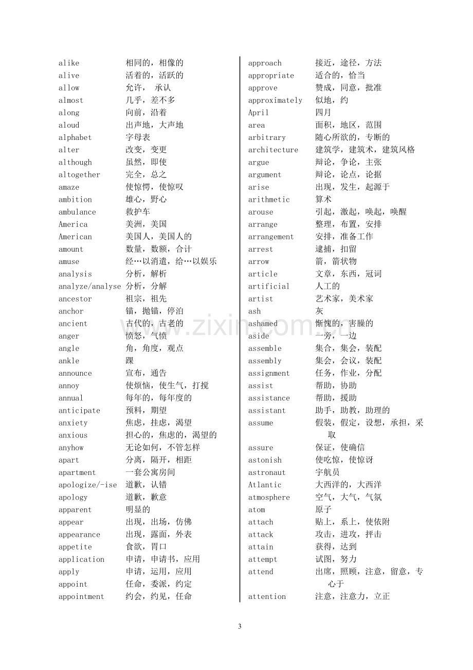 最全的成人英语三级词汇表.doc_第3页