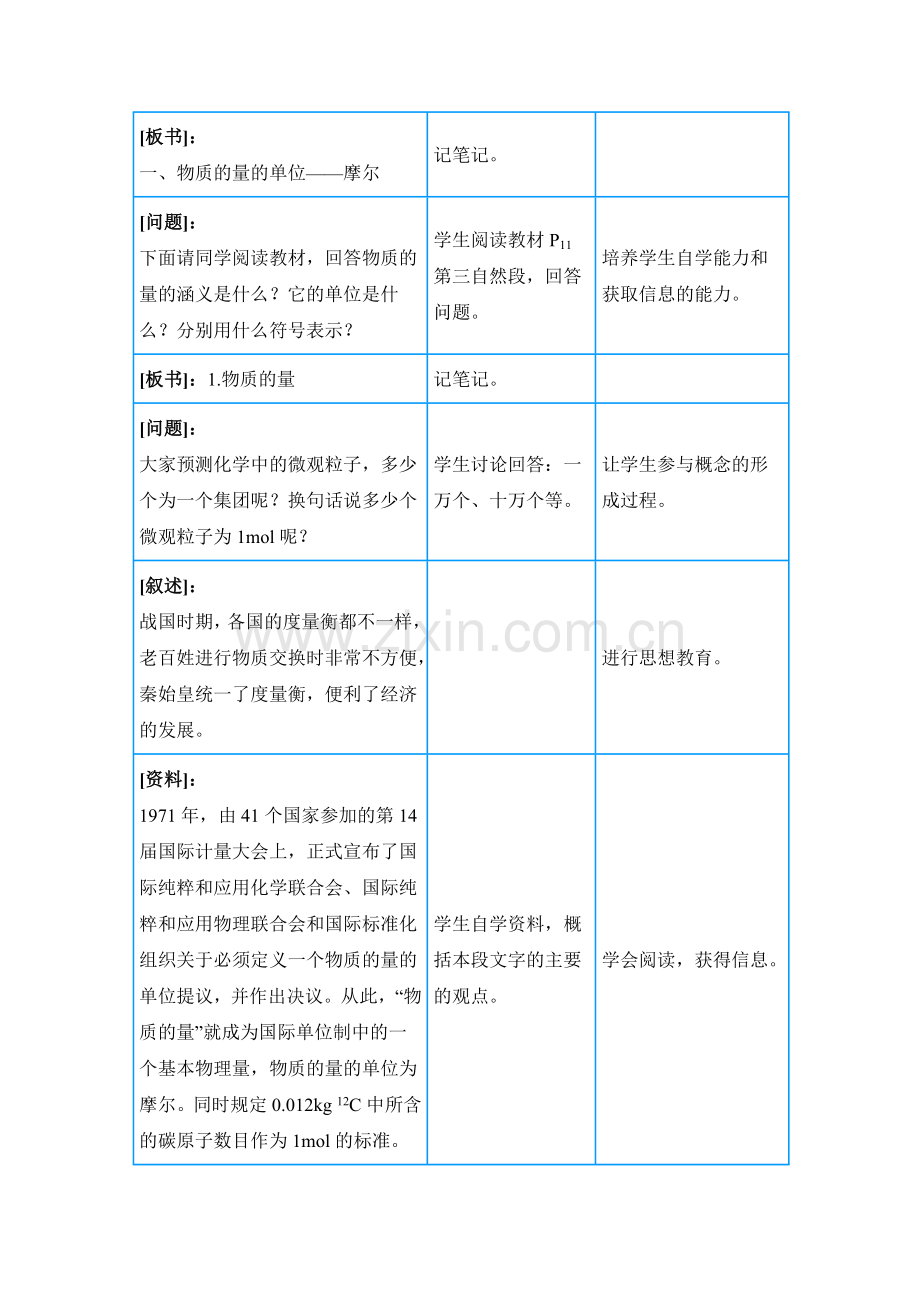 人教版高中化学必修一《物质的量的单位——摩尔》优质教案1.doc_第3页