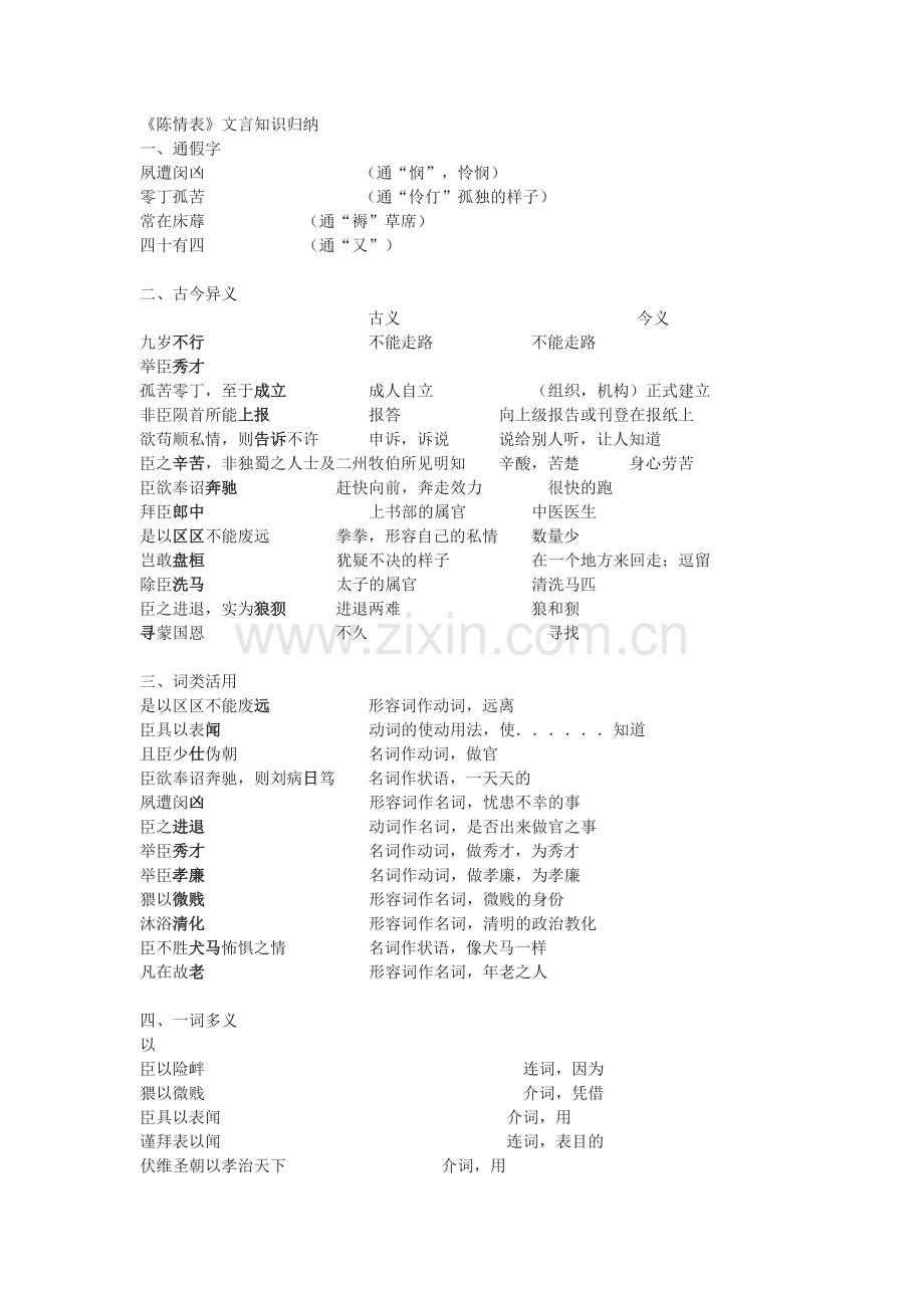 《陈情表》文言知识归纳.doc_第1页