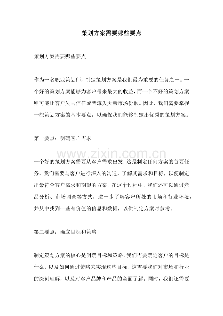 策划方案需要哪些要点.docx_第1页