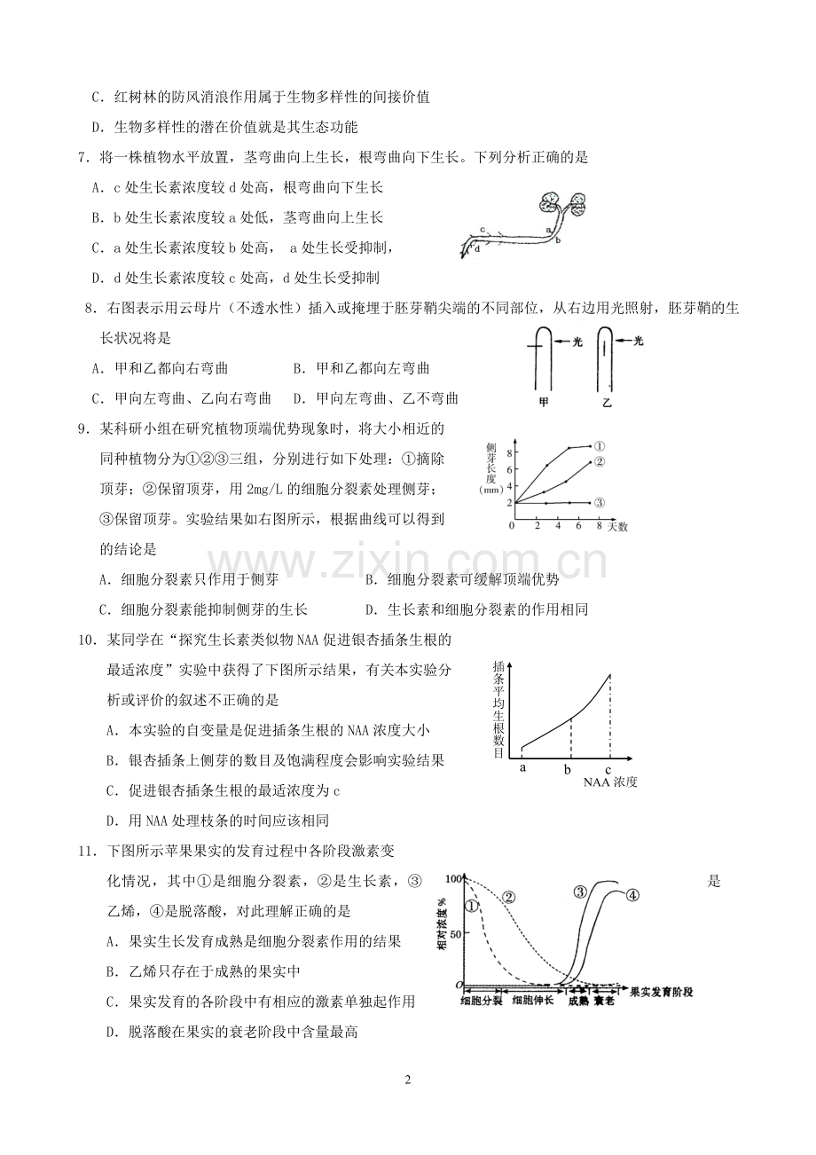 高中生物必修三期末综合测试题.doc_第2页