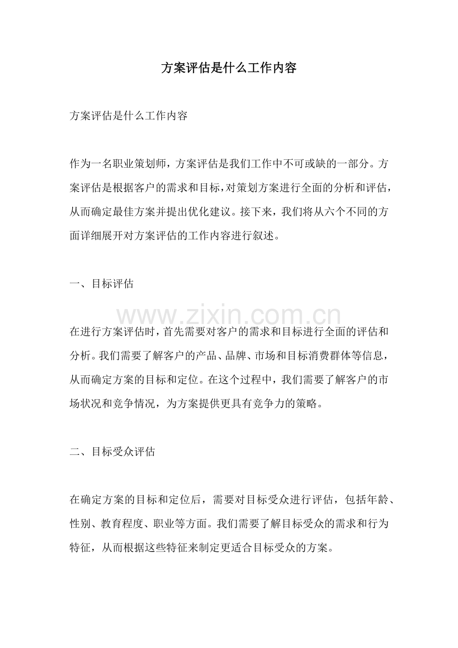 方案评估是什么工作内容.docx_第1页