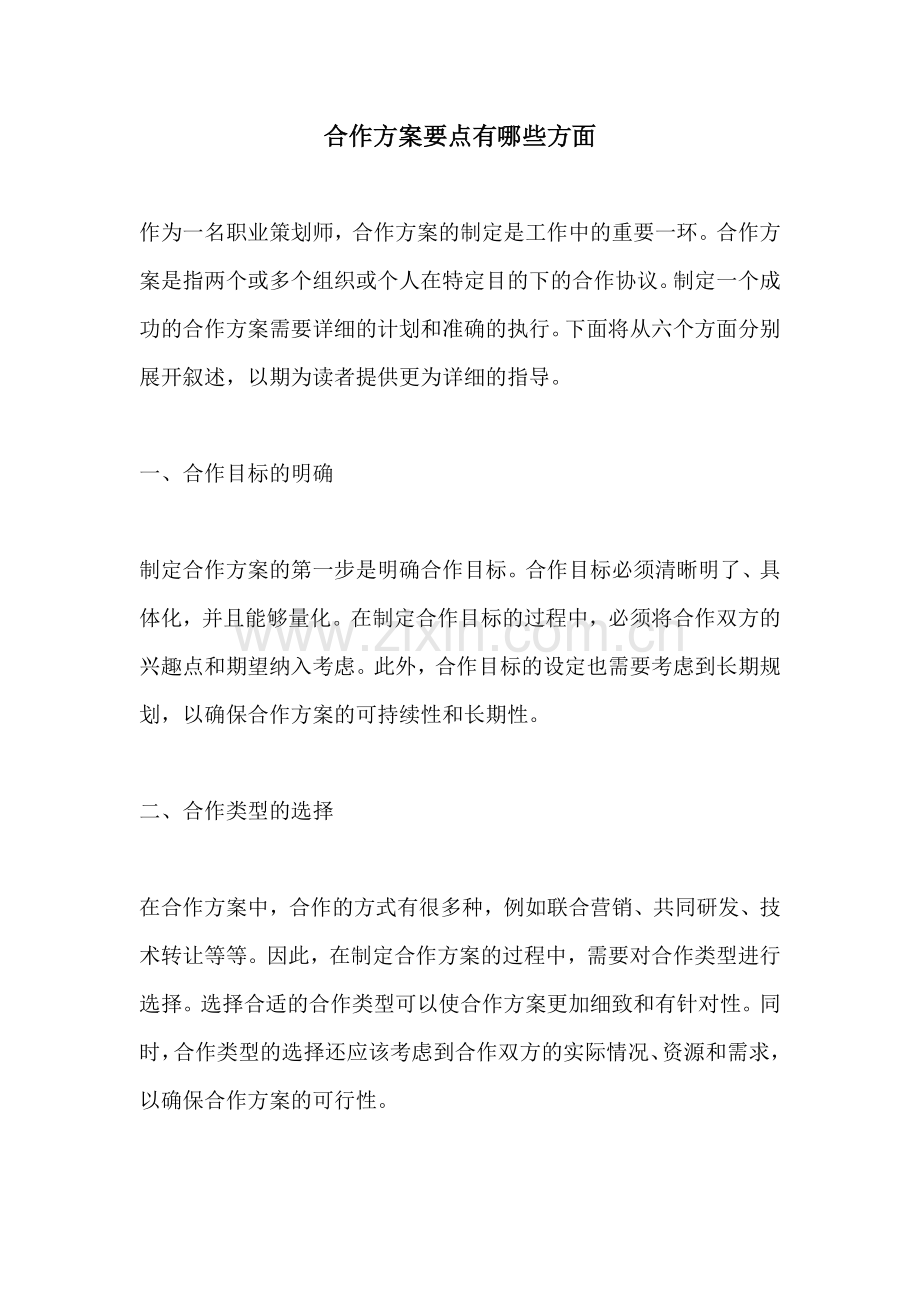 合作方案要点有哪些方面.docx_第1页