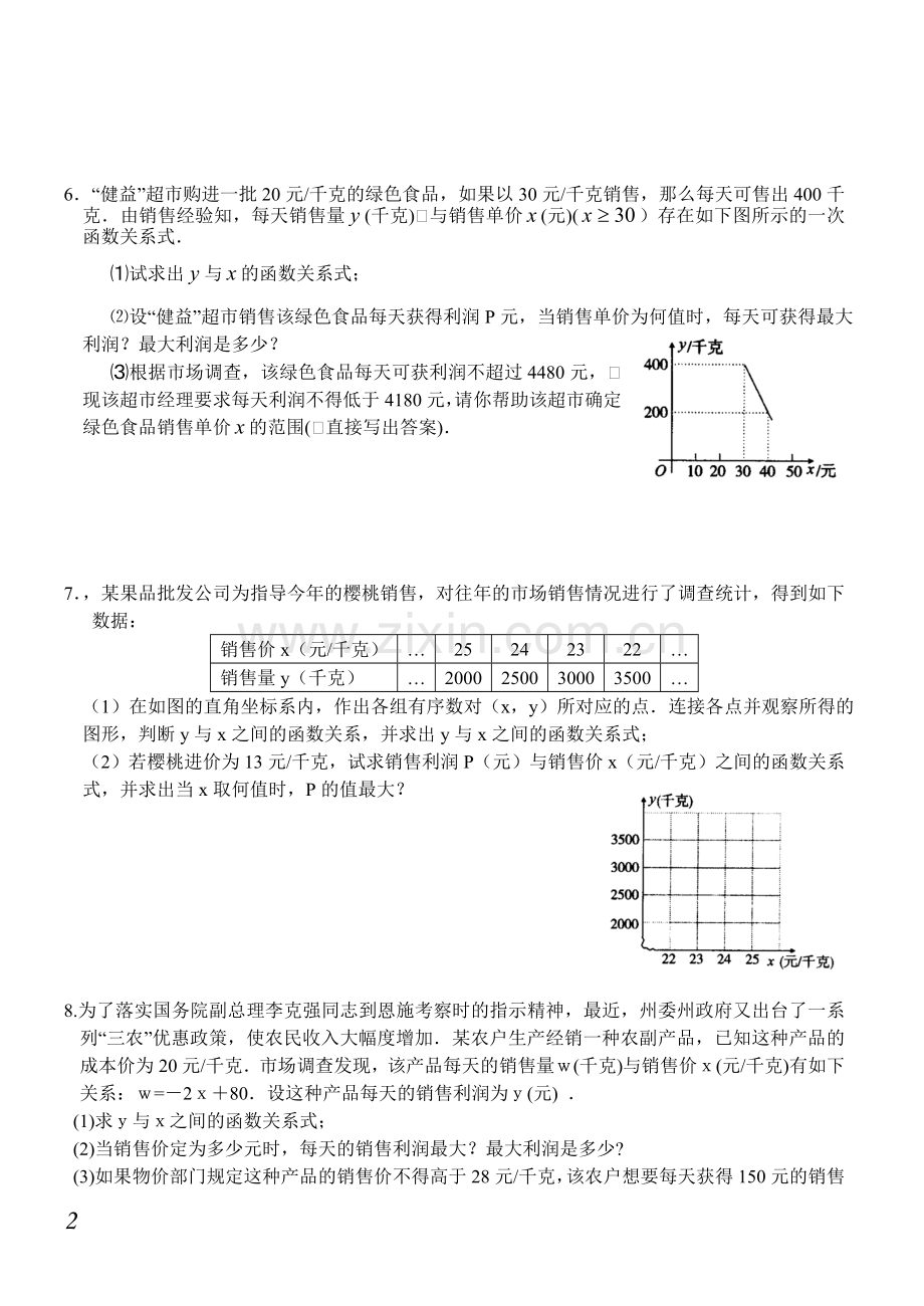 二次函数的应用(利润问题)(答案).doc_第2页