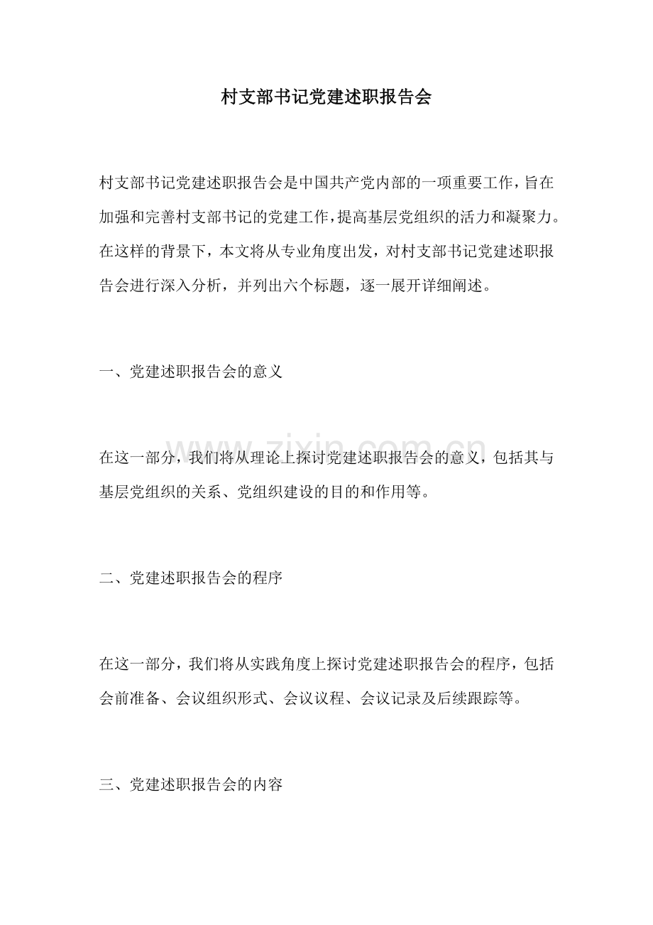 村支部书记党建述职报告会.docx_第1页