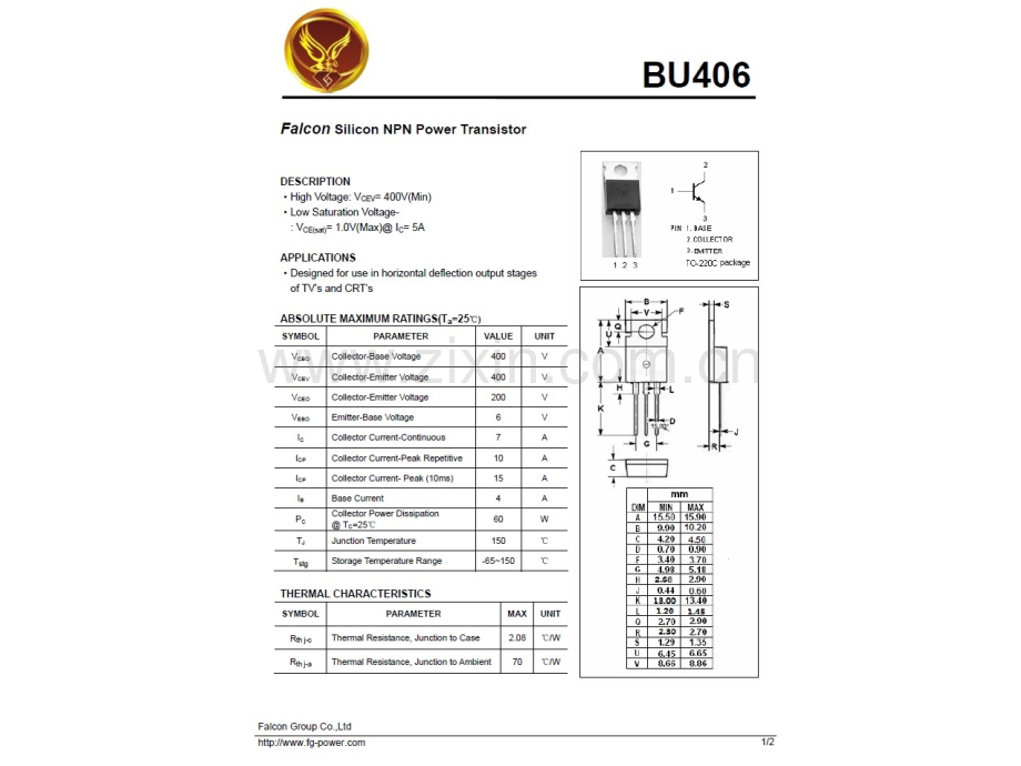 加湿器热销三极管型号BU406规格书.ppt_第2页