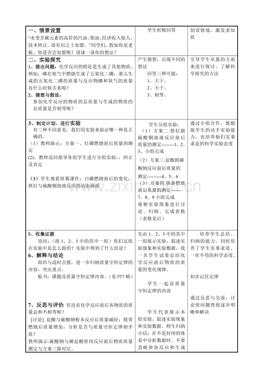 《质量守恒定律》第一课时教学设计.doc_第3页