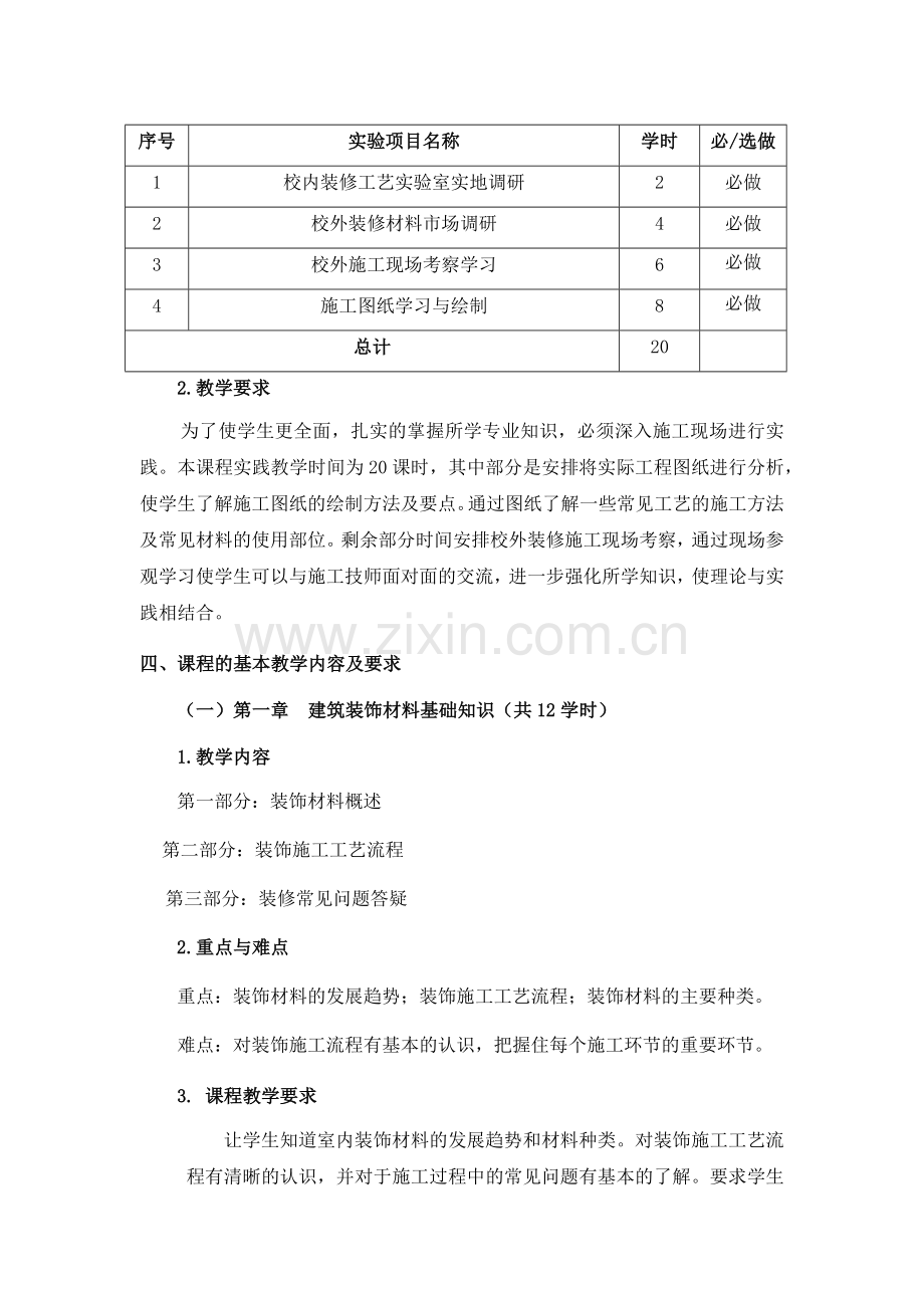 装饰材料与施工工艺教学大纲.doc_第2页