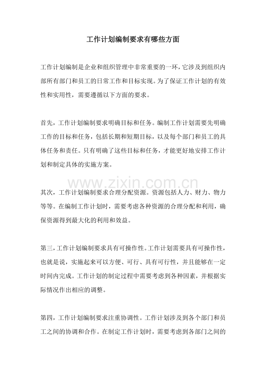 工作计划编制要求有哪些方面.docx_第1页