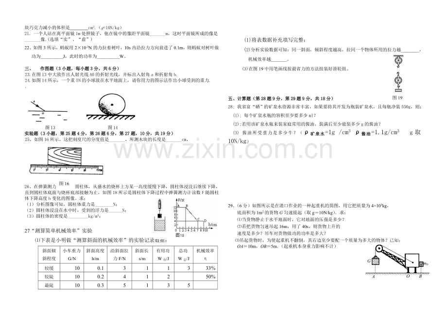 物理中考模拟考试试卷.doc_第2页