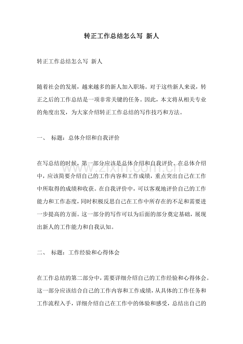 转正工作总结怎么写 新人.pdf_第1页