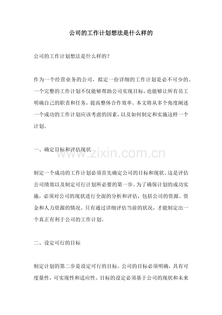 公司的工作计划想法是什么样的.docx_第1页