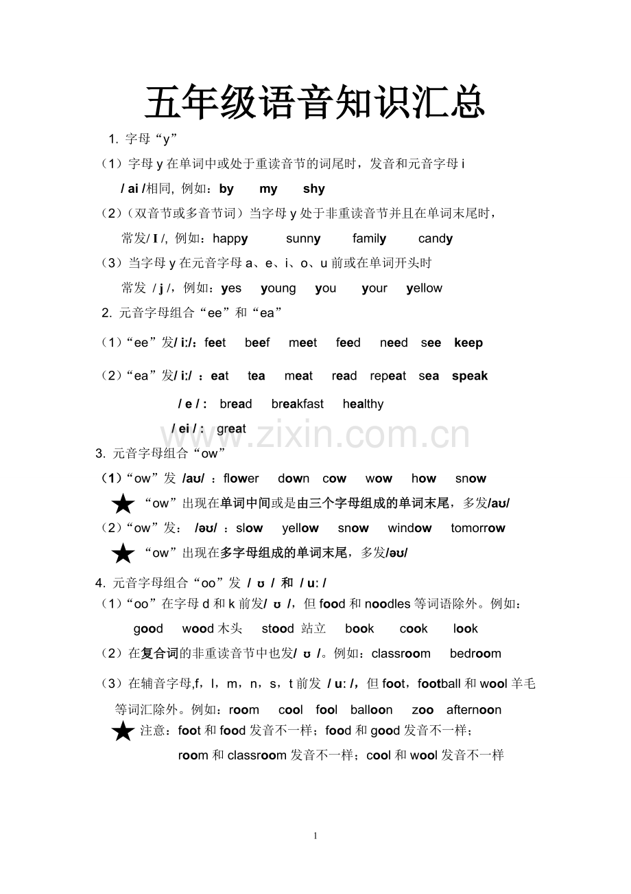 五年级语音知识汇总及习题操练.doc_第1页