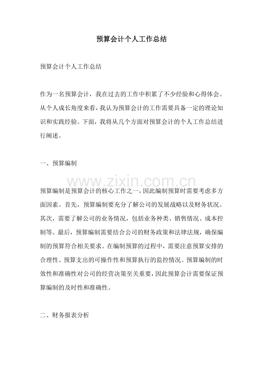 预算会计个人工作总结.pdf_第1页