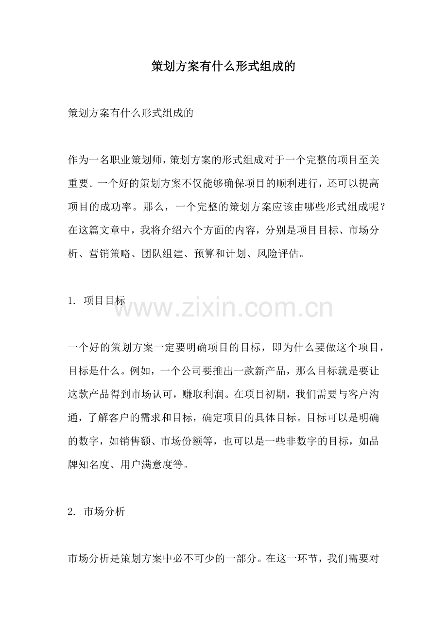 策划方案有什么形式组成的.docx_第1页