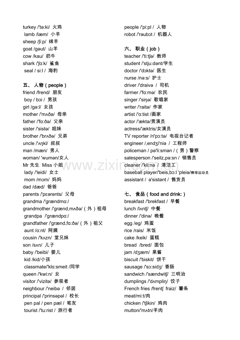 小学英语单词分类大全(可直接打印).doc_第2页