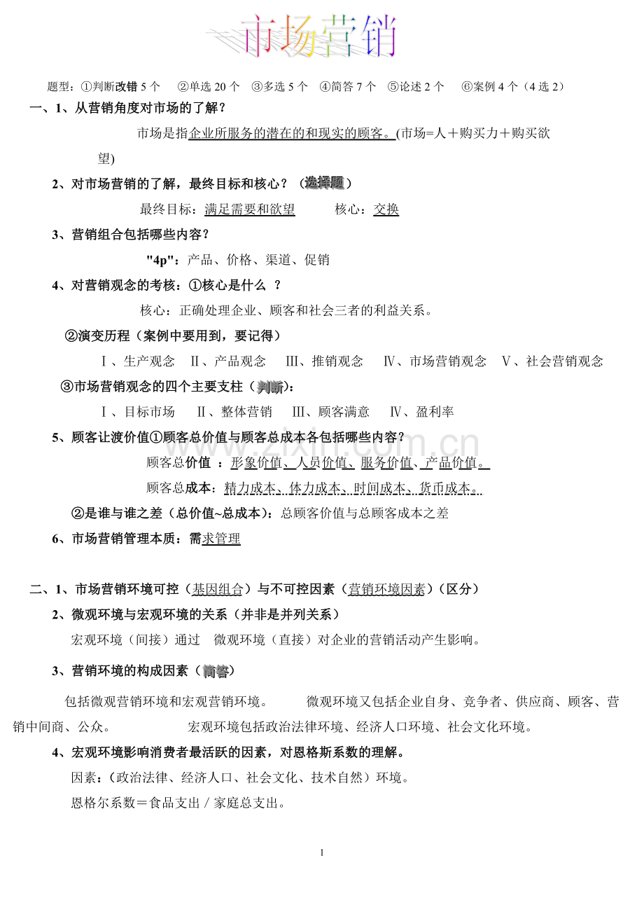 市场营销学(期末考试复习资料).doc_第1页