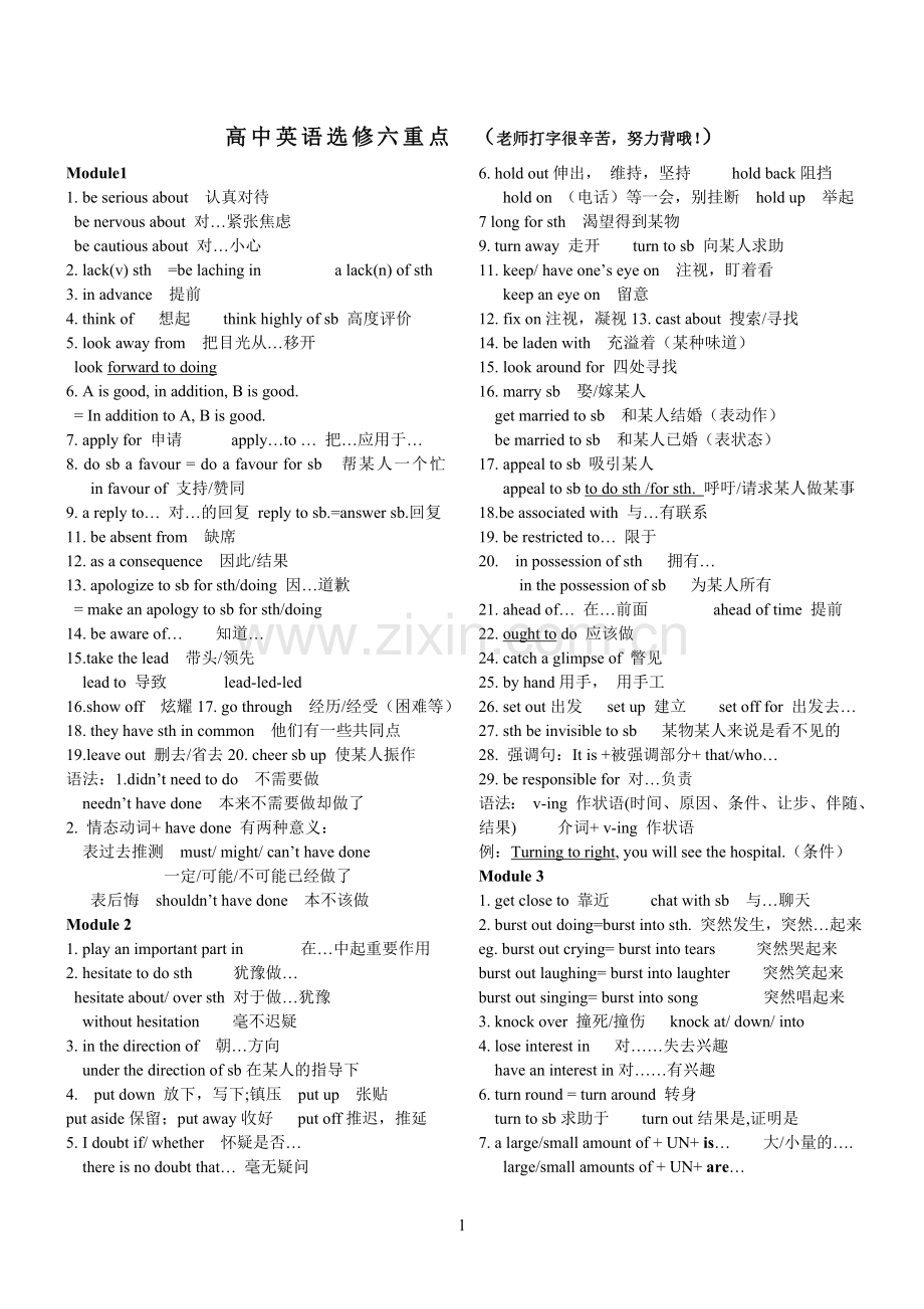 外研版高中英语选修6重点短语(精校版).doc_第1页