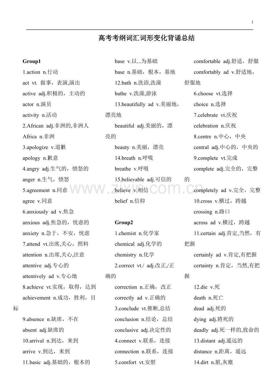 高考常考词形变化总汇.doc_第1页