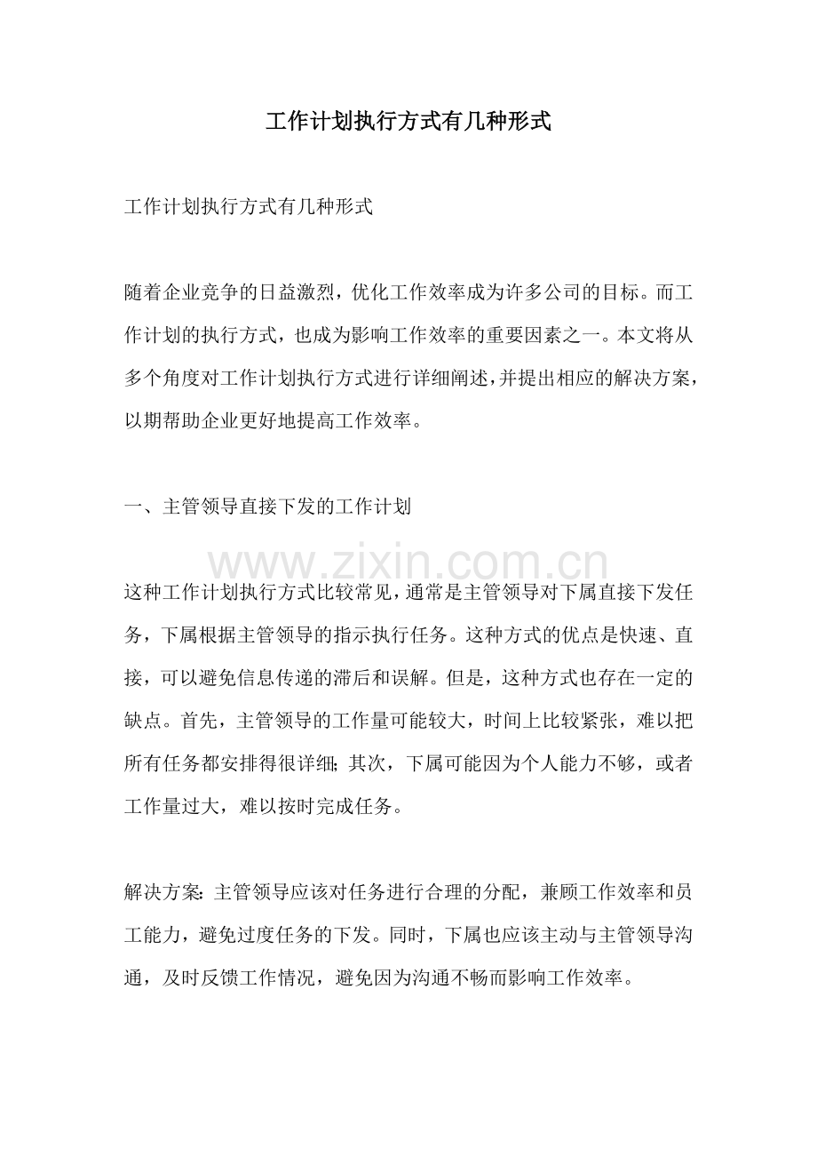 工作计划执行方式有几种形式.docx_第1页