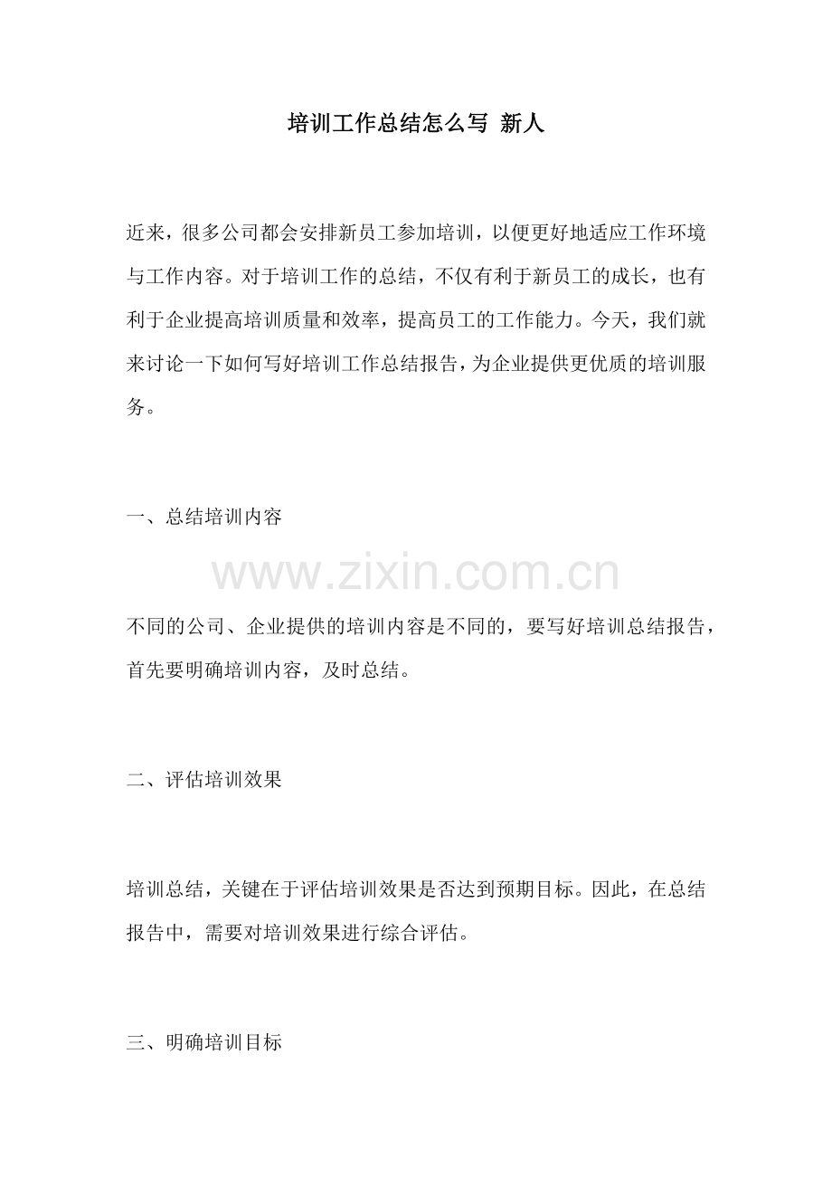 培训工作总结怎么写 新人.docx_第1页