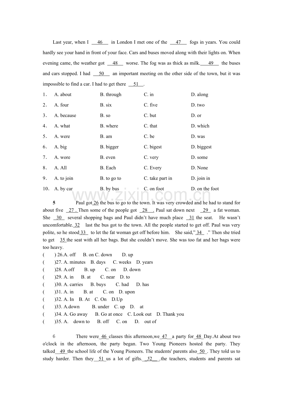 新版八年级上册英语完形填空专项练习(含答案).doc_第3页