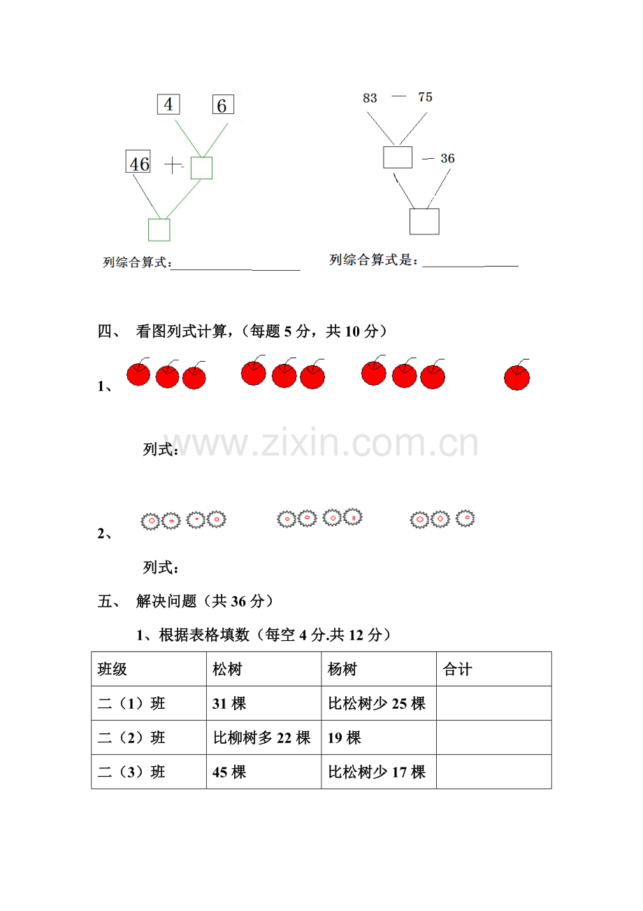 人教版二年级下册数学第一单元测试卷.doc_第2页