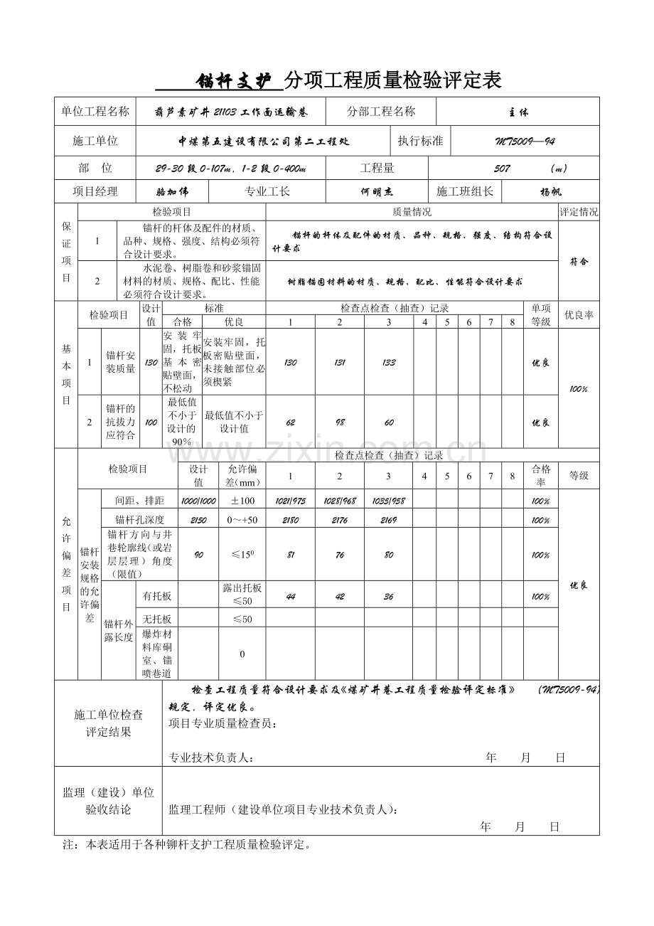 1铆杆支护分项工程质量检验评定表.doc_第3页