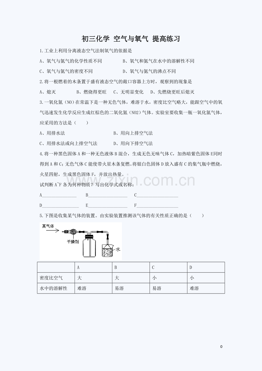 (未用)初三化学同步练习题：制取氧气.doc_第1页