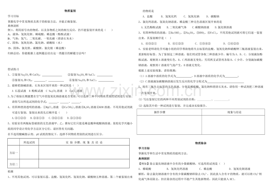 初中化学物质鉴别专题.doc_第1页