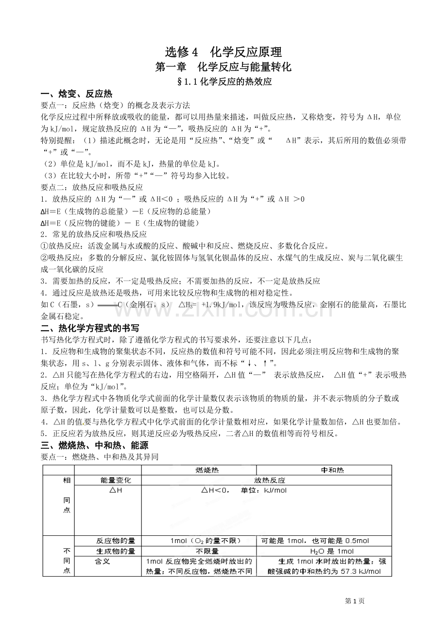 鲁科版化学反应原理-知识点总结.pdf_第1页