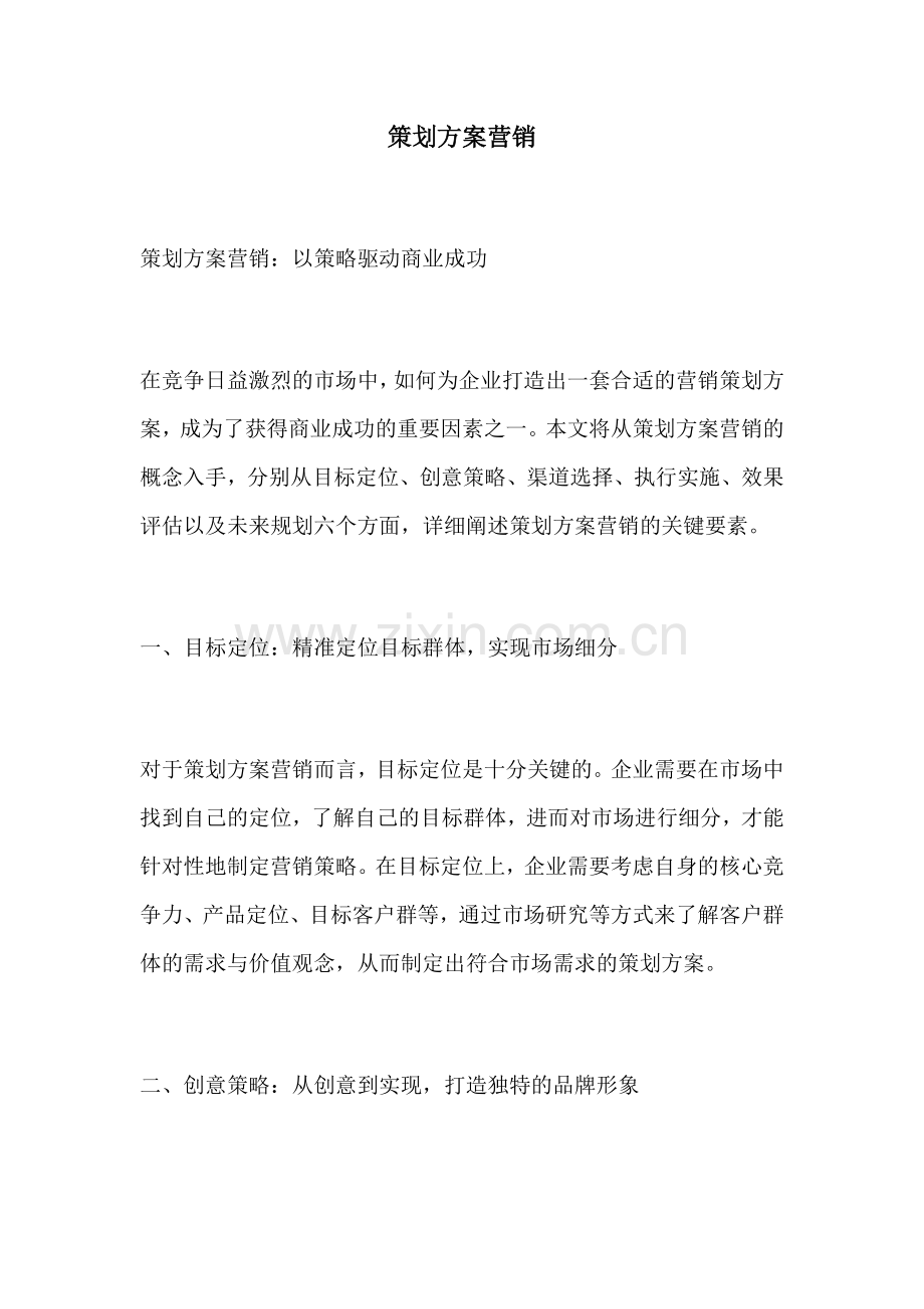 策划方案营销.docx_第1页