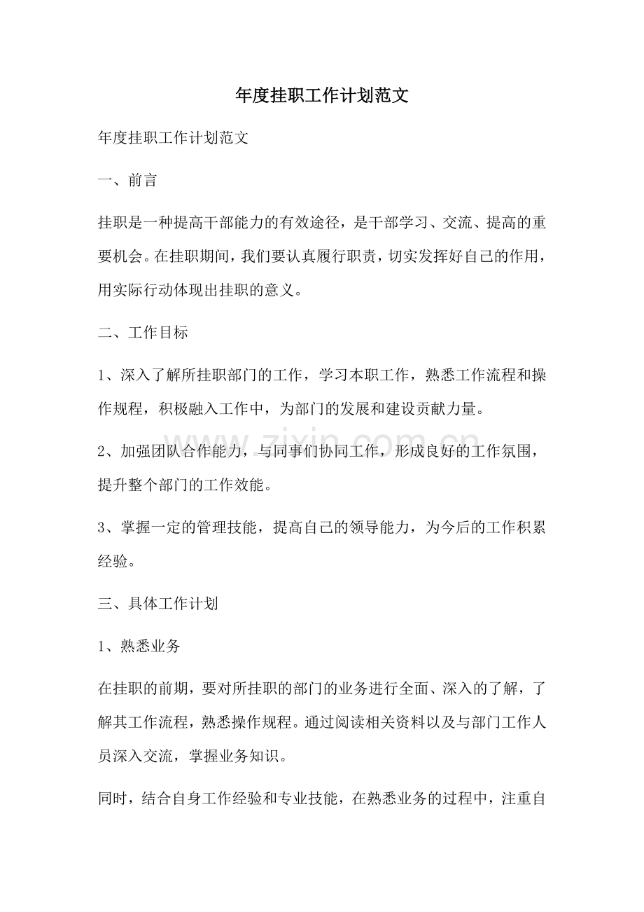 年度挂职工作计划范文 (2).docx_第1页