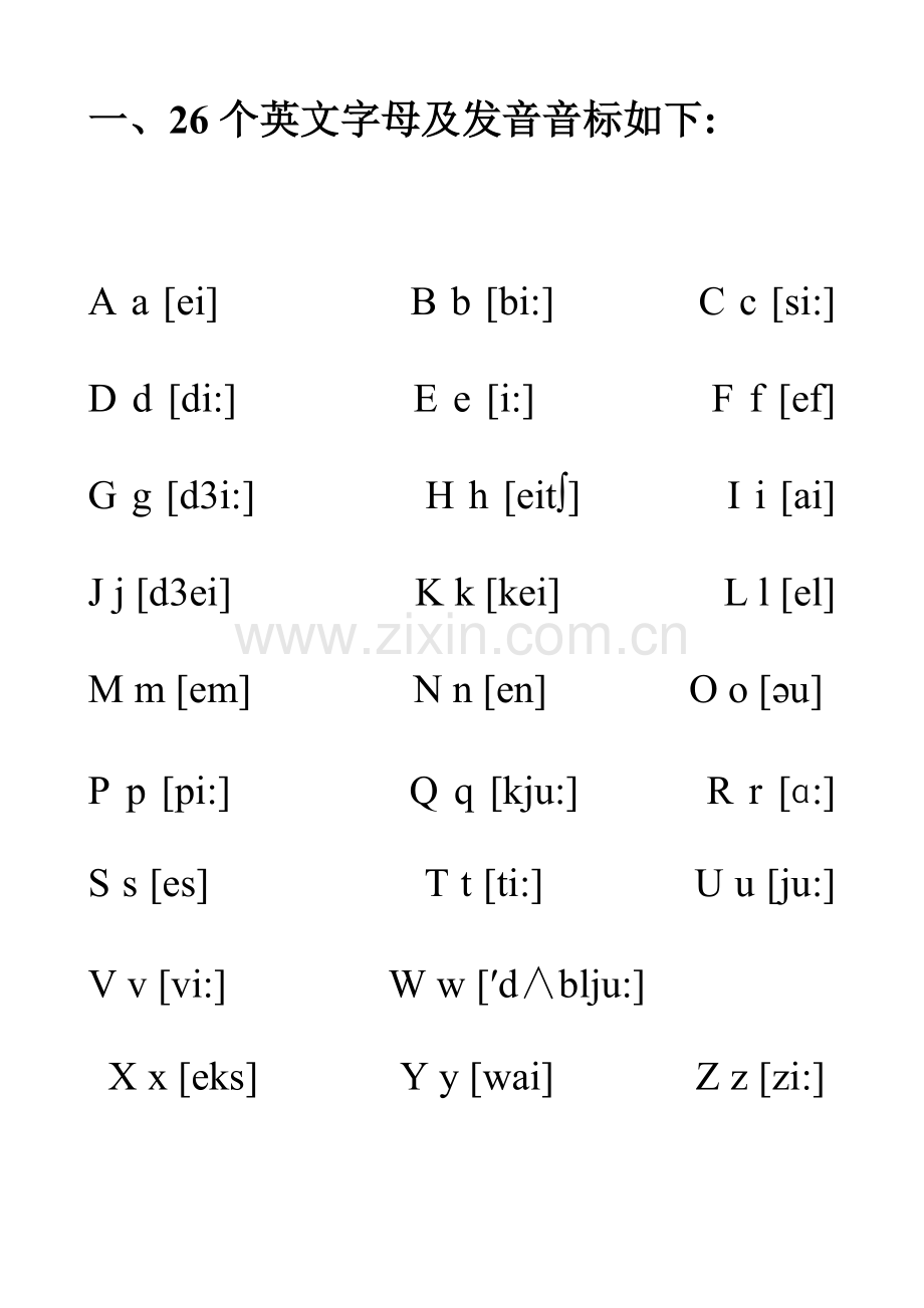 26个英文字母大小写带音标.pdf_第1页