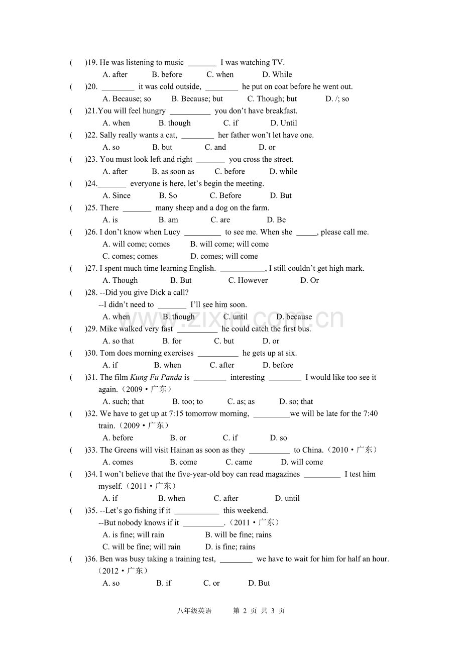 八年级状语从句练习【52道选择题】.doc_第2页