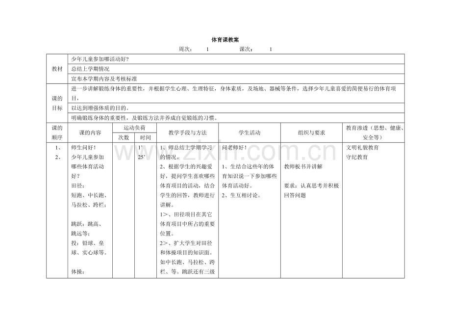 六年级上册体育教案（人教版）.pdf_第1页