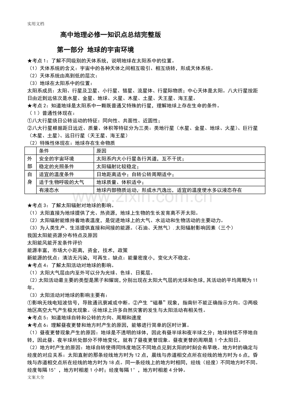 高中地理必修一知识点总结材料完整版.doc_第1页