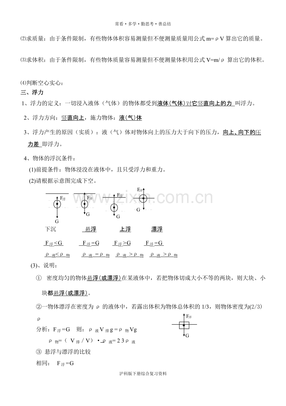 沪科版八年级下物理知识点整理.pdf_第3页