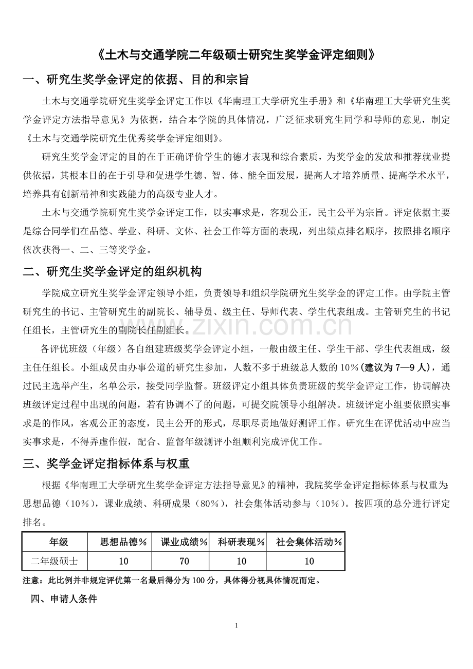 华南理工大学奖学金评定细则.doc_第1页